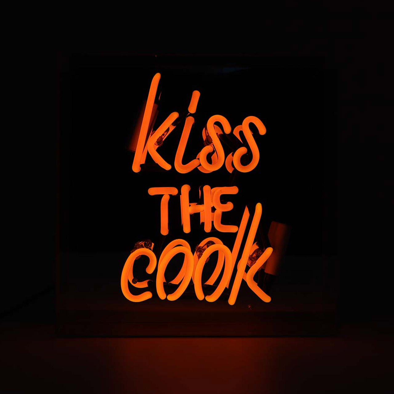 Acrylic Box Neon - Kiss the Cook Orange