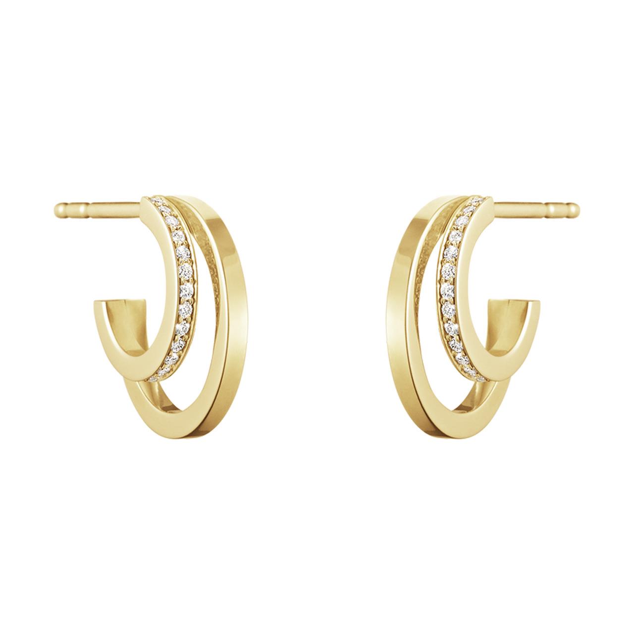 Hoop earrings brilliant cut diamonds 0.12 ct. yellow gold 750