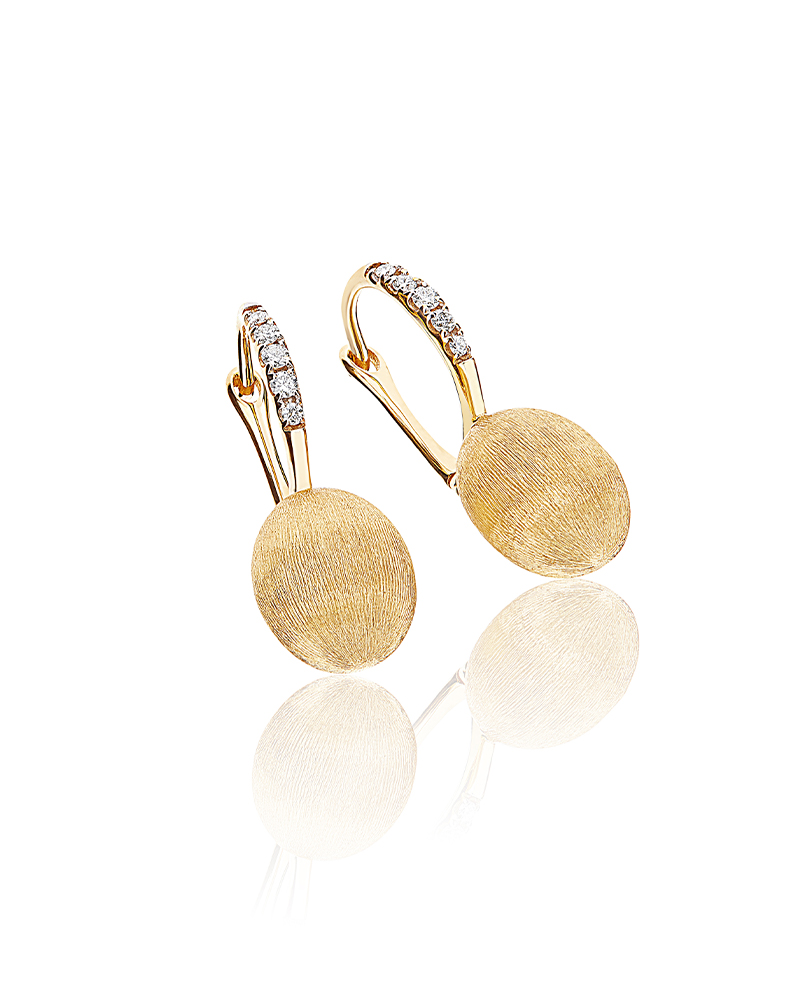 Earrings 750 yellow gold diamonds 0.085 ct