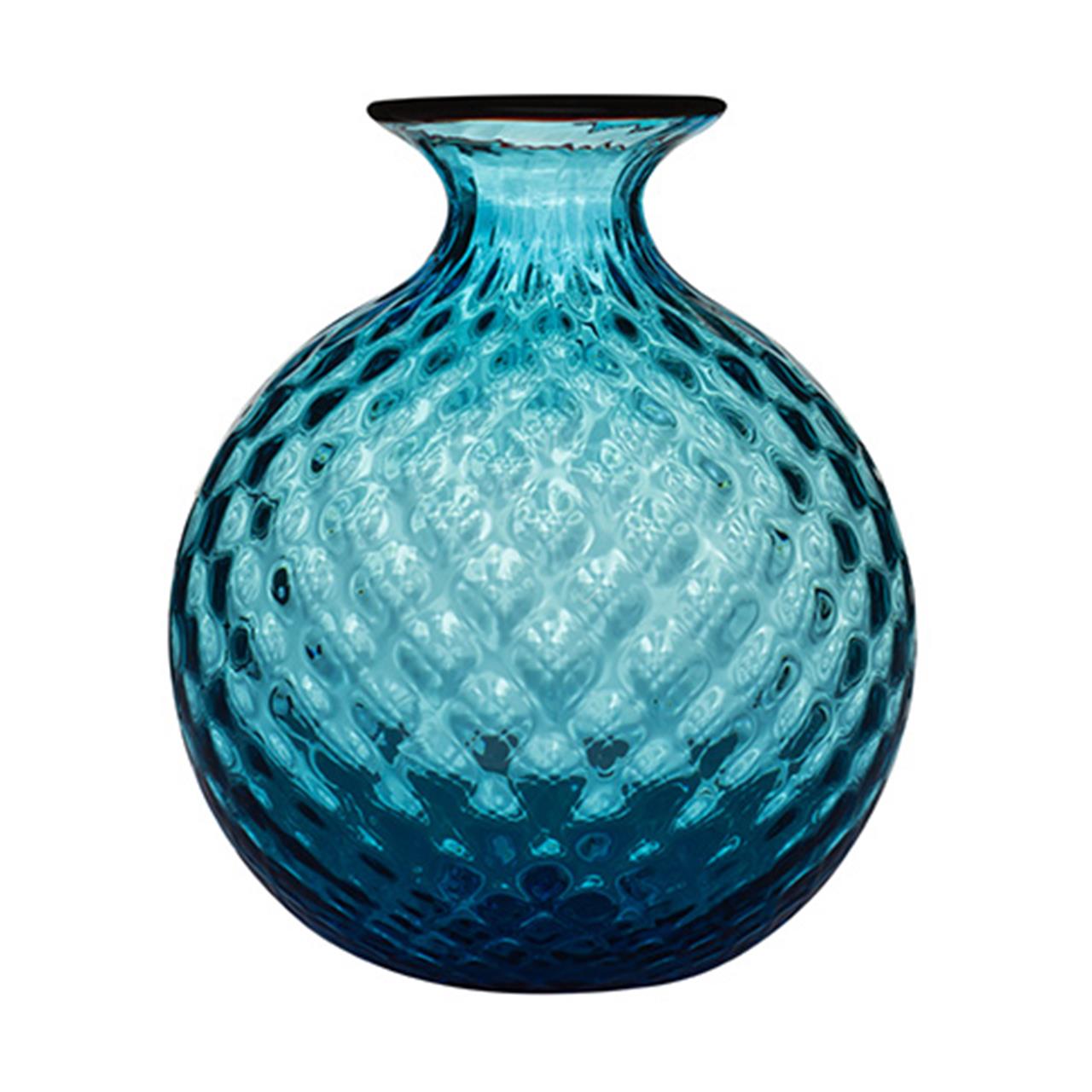 Vase 16,5 cm aquamarin/roter Faden