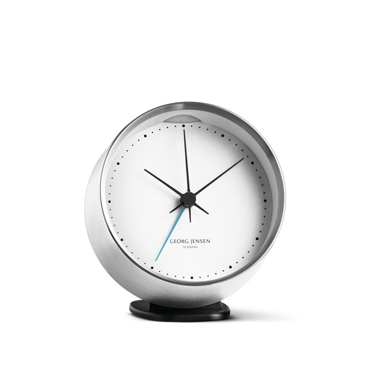 Alarm Clock 10 cm, stainless steel/white