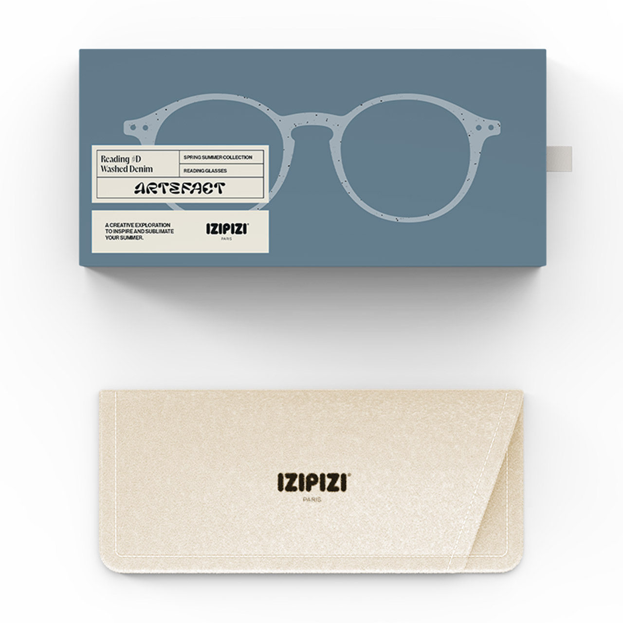 IZIPIZI '#D - Form', Lesebrille Washed Denim +2,5