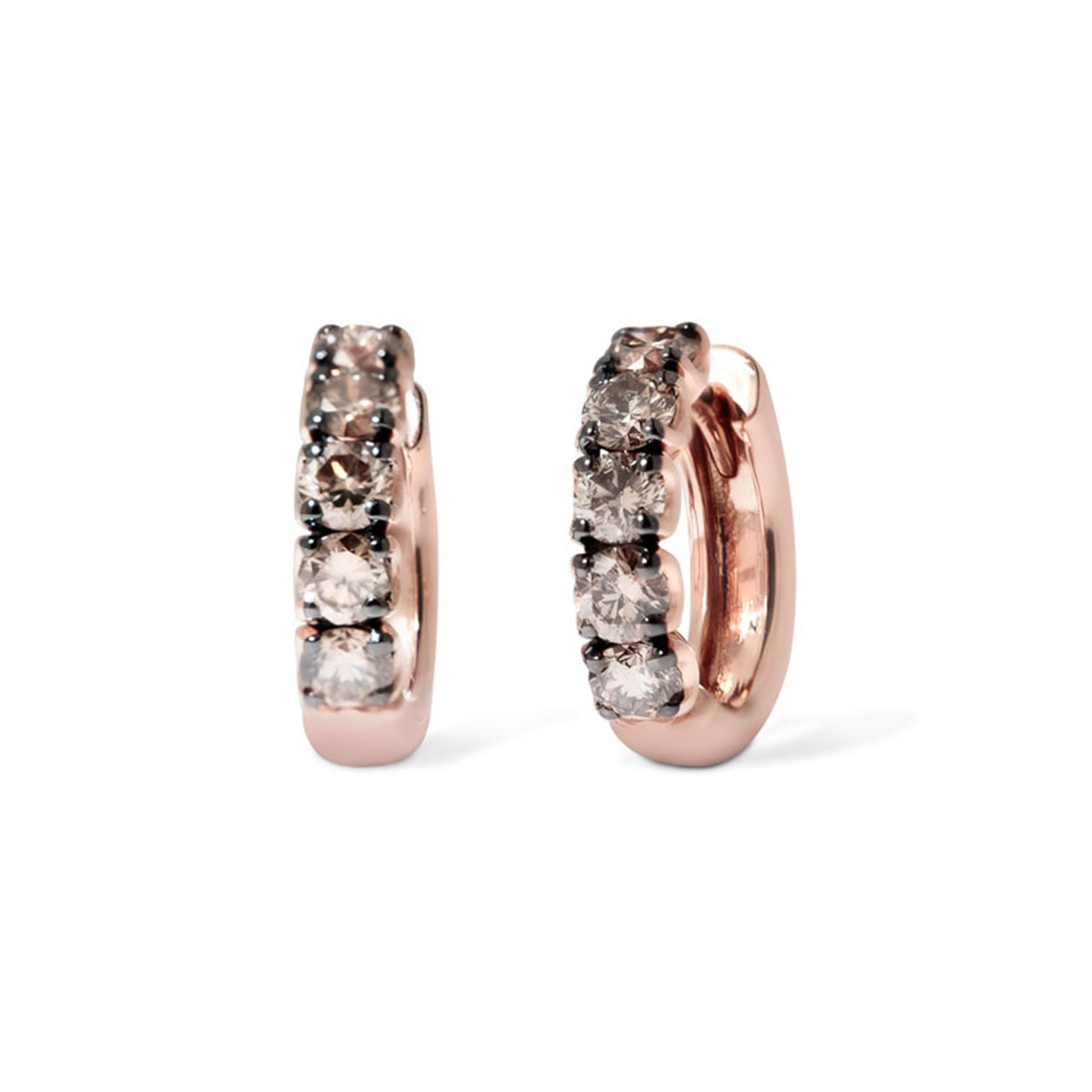 Hoop earrings rose gold 750 Brown diamonds 0.85 ct