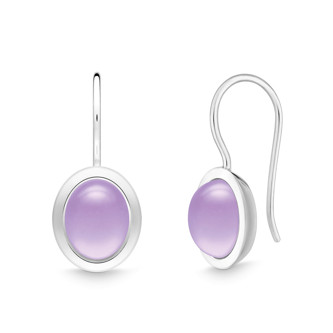 Earrings oval sterling silver 925 amethyst