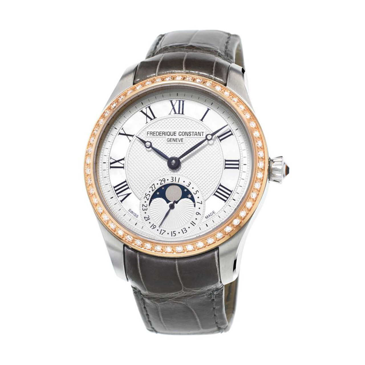 Watch Maxime Manufaktur Mondphase 58 Diamonds (0.85 ct) 750/- Rosegold Lunette Stainless Steel Automatic