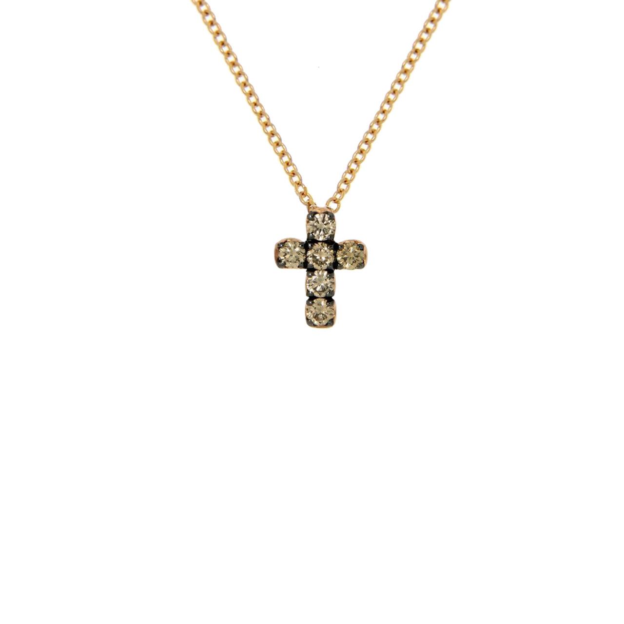 Necklace with Pendant rose gold 750 brown diamonds 0,25 ct