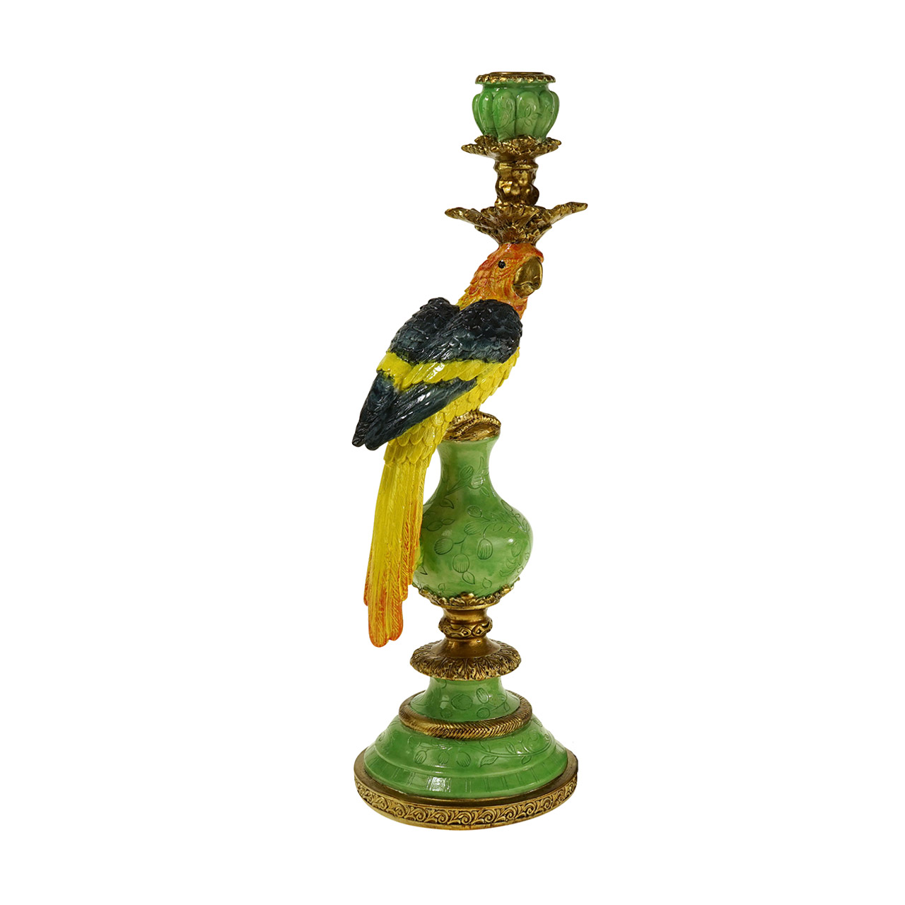 Candle holder parrot 39.5 cm multicolored