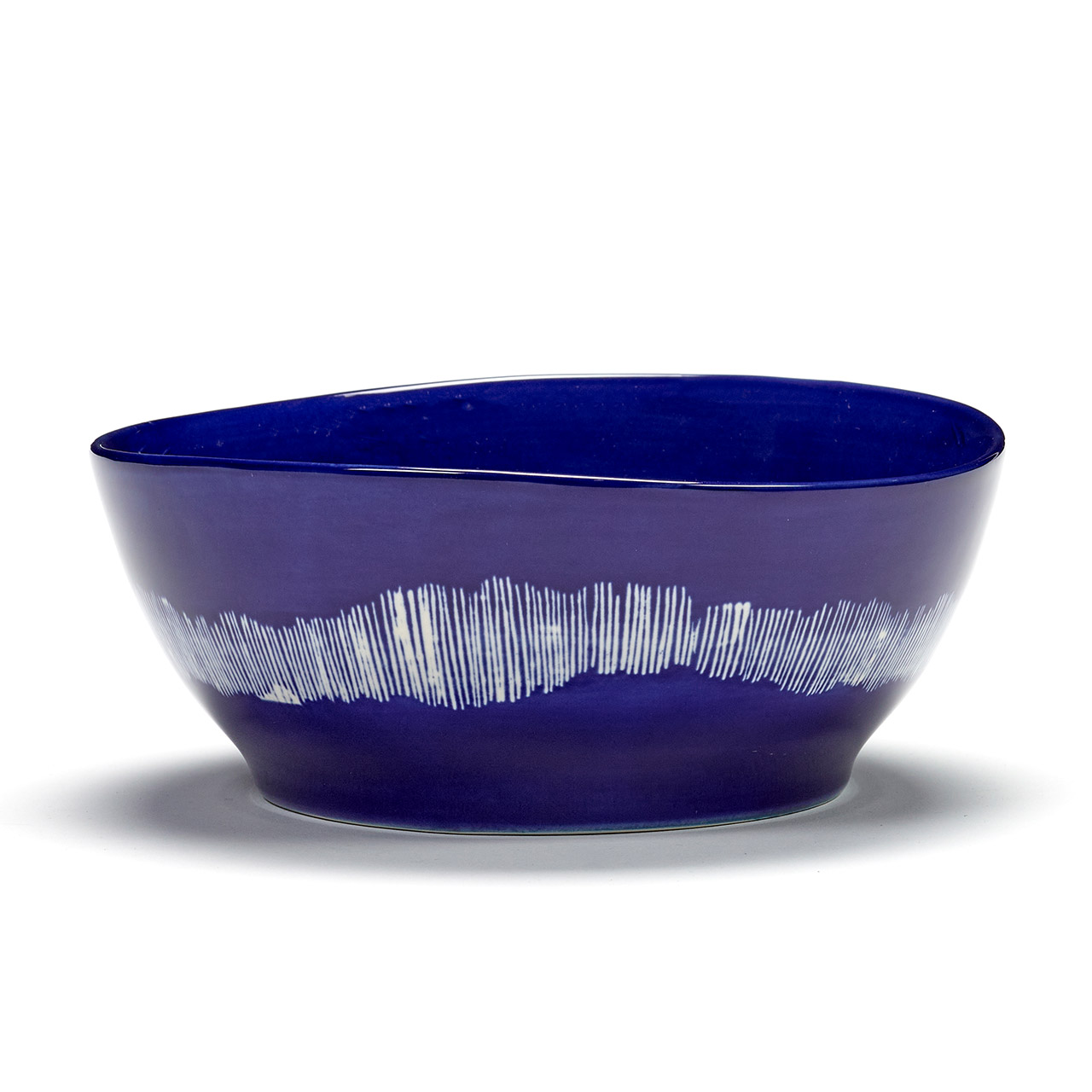 Schale L 18 cm lapis lazuli & Swirl - Stripes white