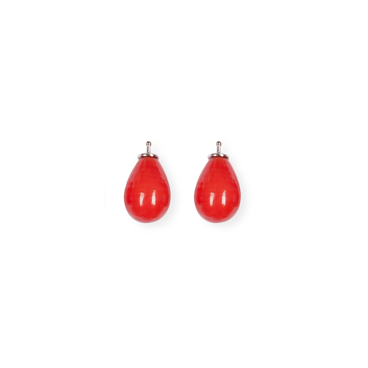 Pendant Pair 17 light coral red sterling silver 925 silver