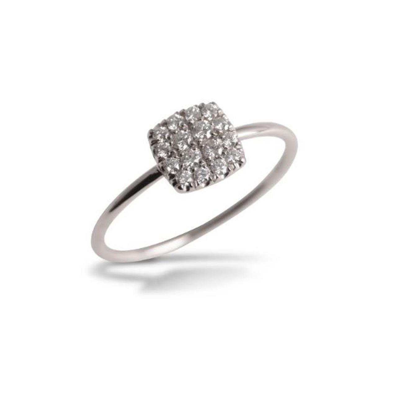 Ring square white gold 750 diamonds 0,17 ct G SI W54