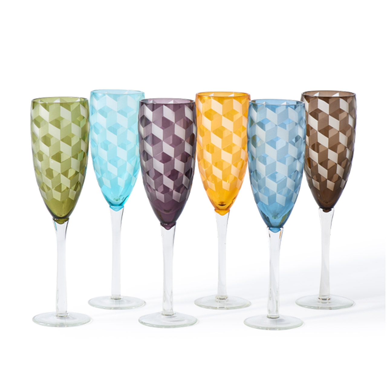 Champagne glass set 6 pcs. multicolored