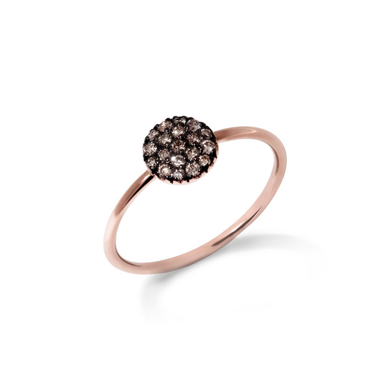 Ring rund Roségold 750/- braune Diamanten 0,15 ct W52