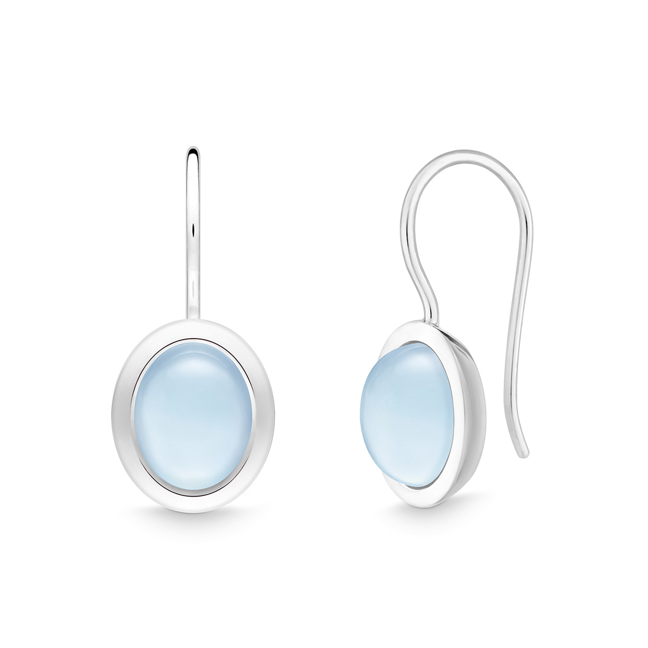 Earrings oval sterling silver 925 blue topaz