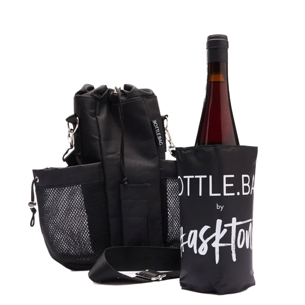 Bottle.Bag mit Kühlmanschette und 2 Gläsern schwarz