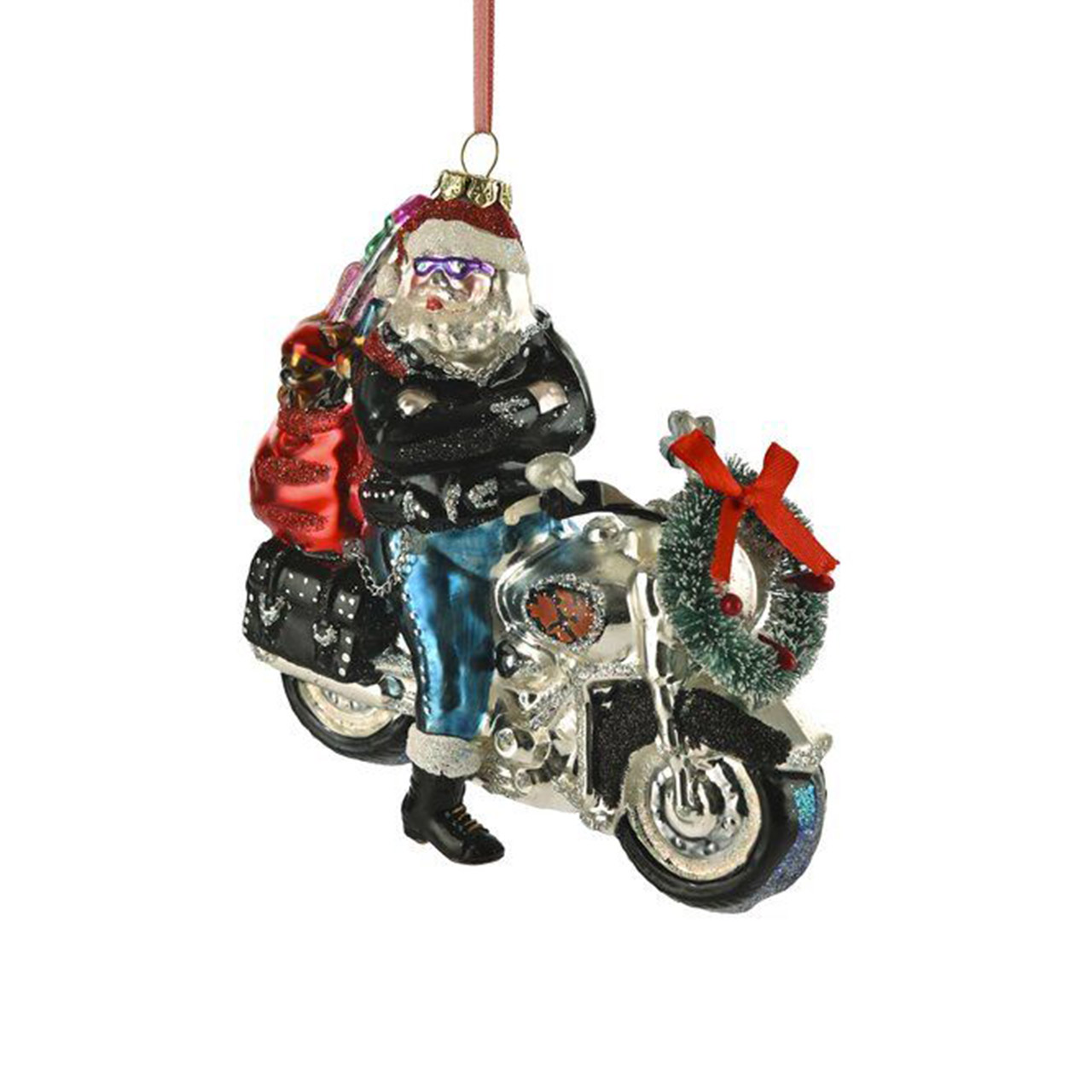 Hänger Santa auf Bike schwarz/silber