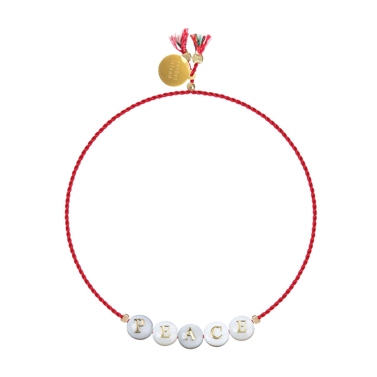 Letter bracelet PEACE red