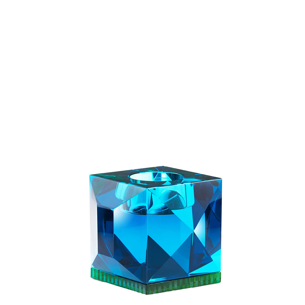 Tealight Holder 9x9 cm azure/green