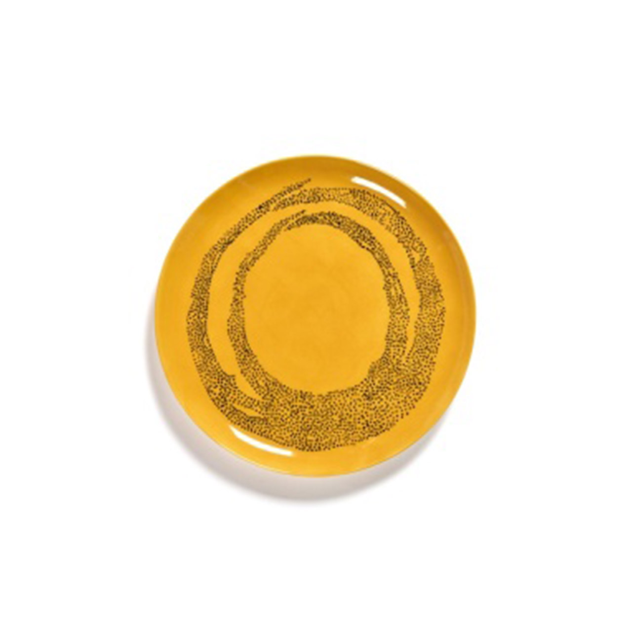 Plate L 26.5 cm sunny yellow & Swirl - Dots black