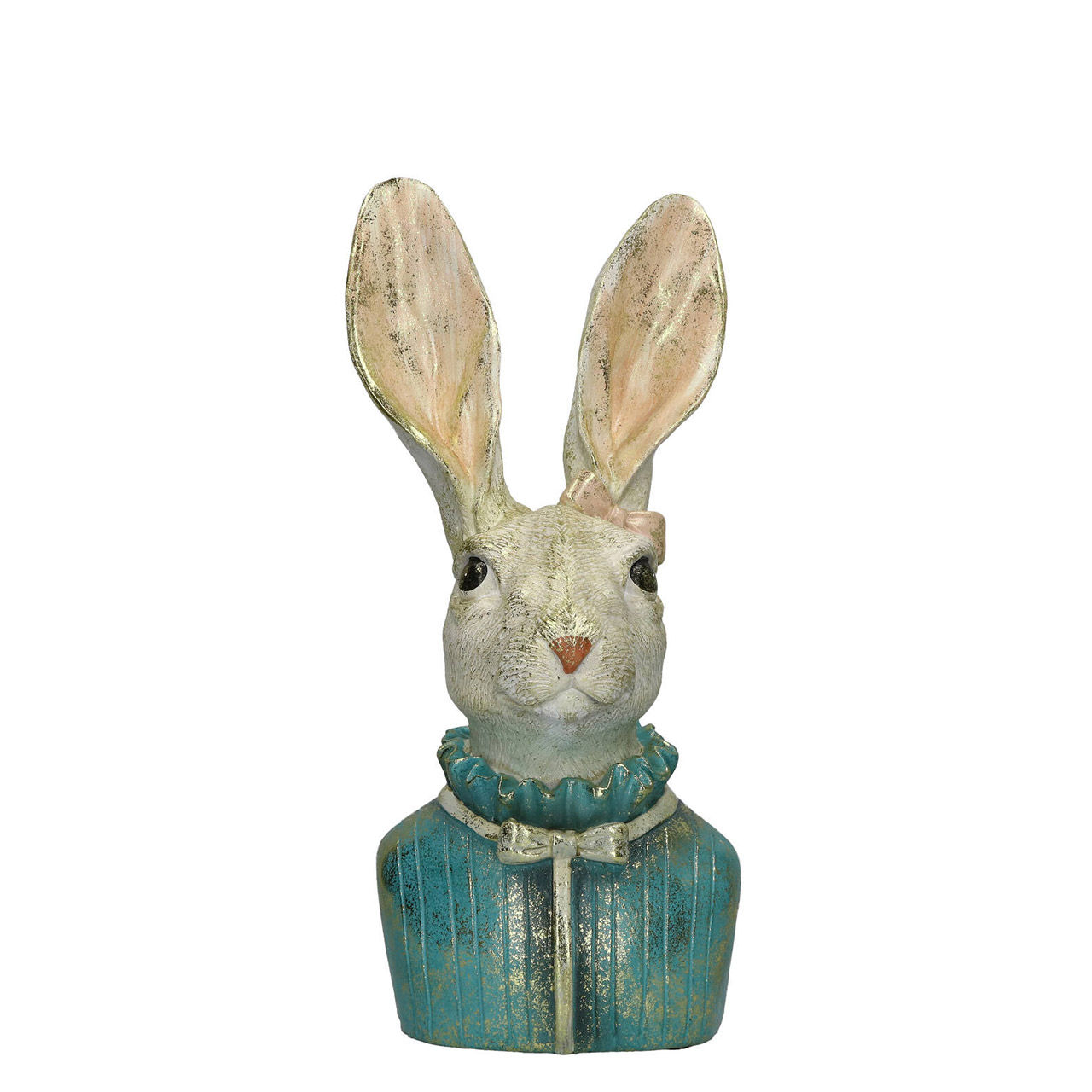 Rabbit Bust Heidi 24x20x50 cm turquoise/cream/gold