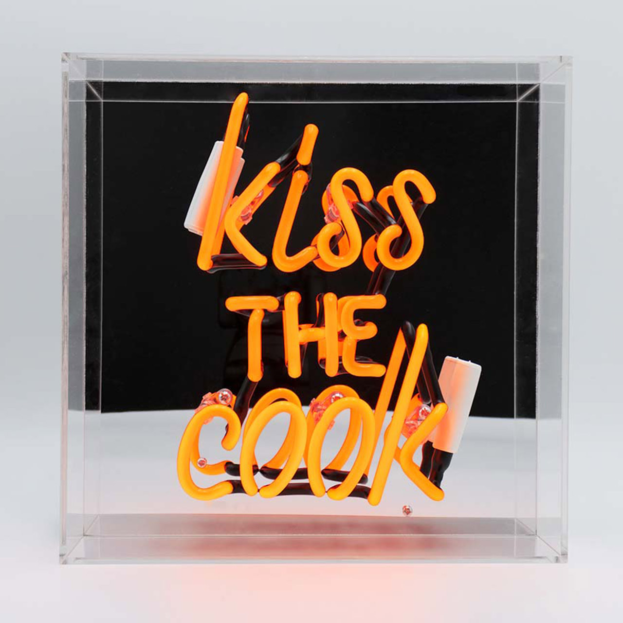 Acrylic Box Neon - Kiss the Cook Orange