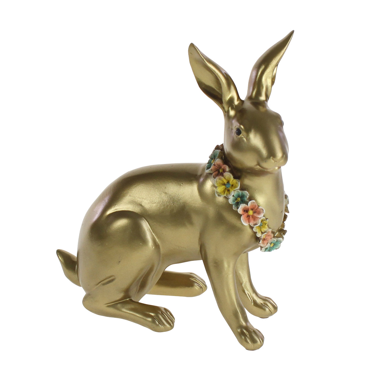 Hase Hula m. Blumenkette 24 cm gold