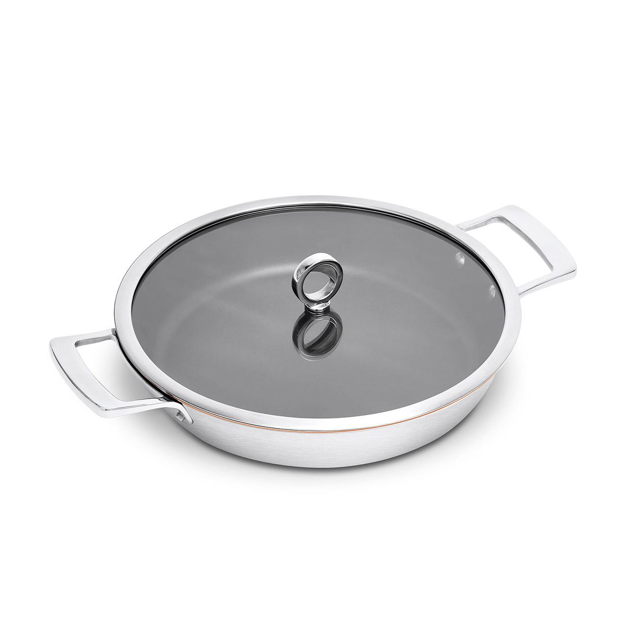 Serving pan with lid 30 cm coated