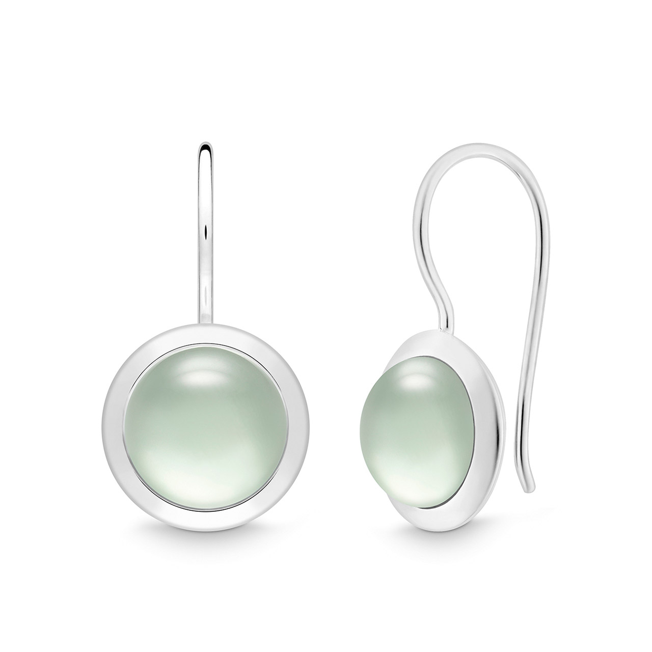 Earrings round sterling silver 925 prasiolite treated