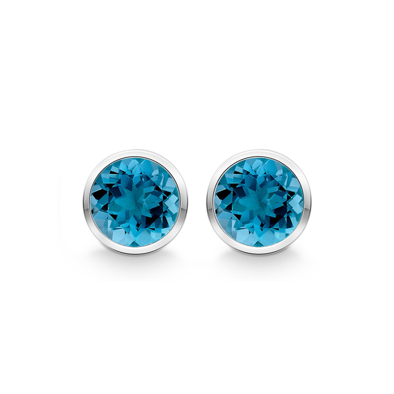 Stud Earrings sterling silver 925 blue topaz treated