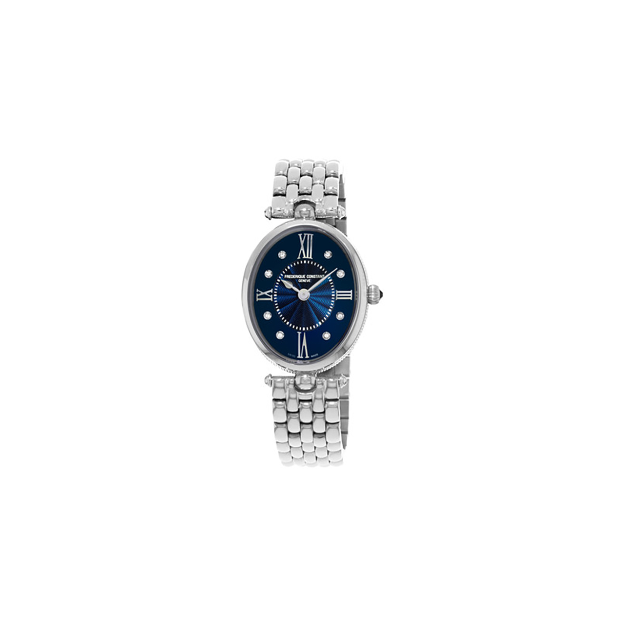 Watch Art Deco oval navy blue 8 Diamonds