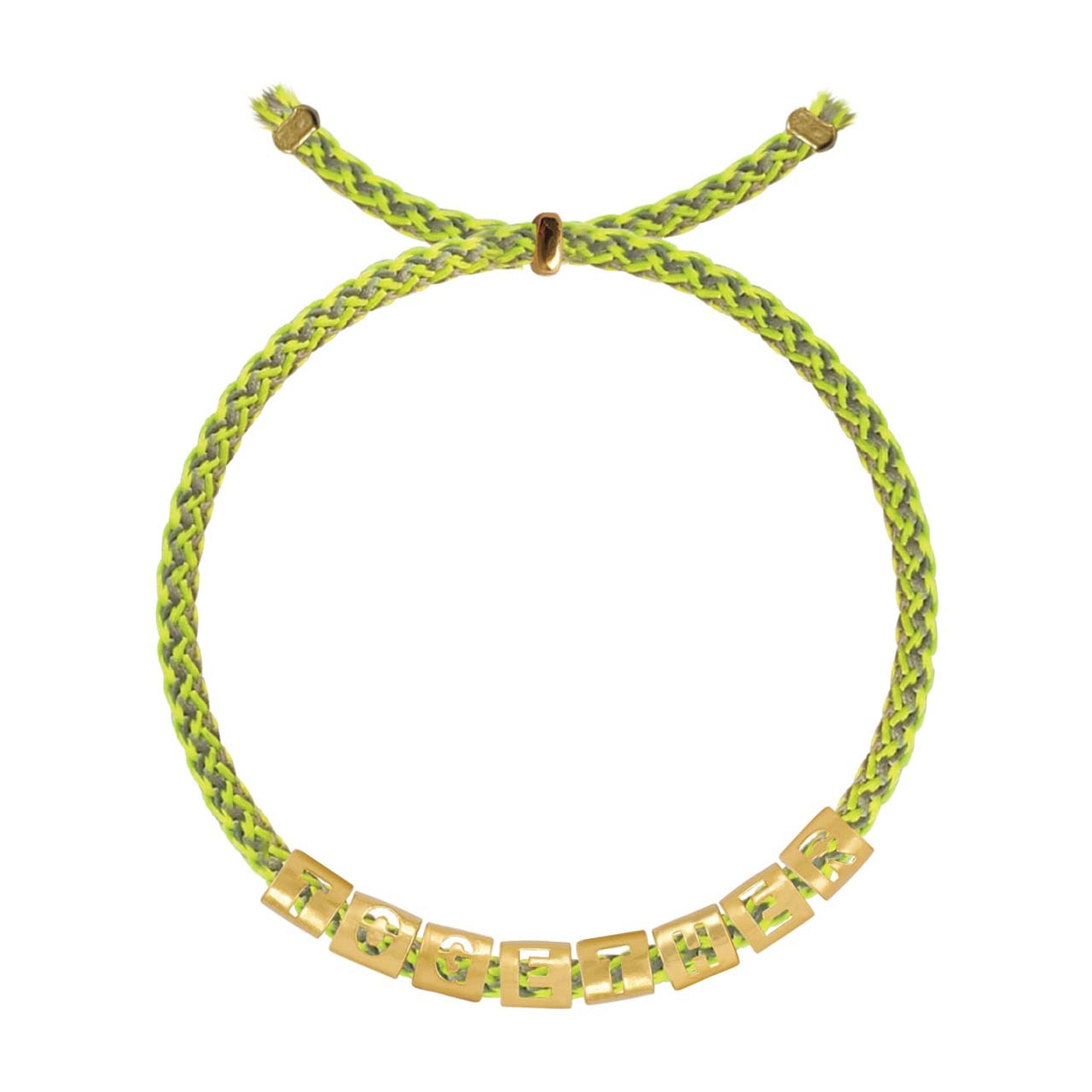 Letter bracelet TOGETHER gold plated green