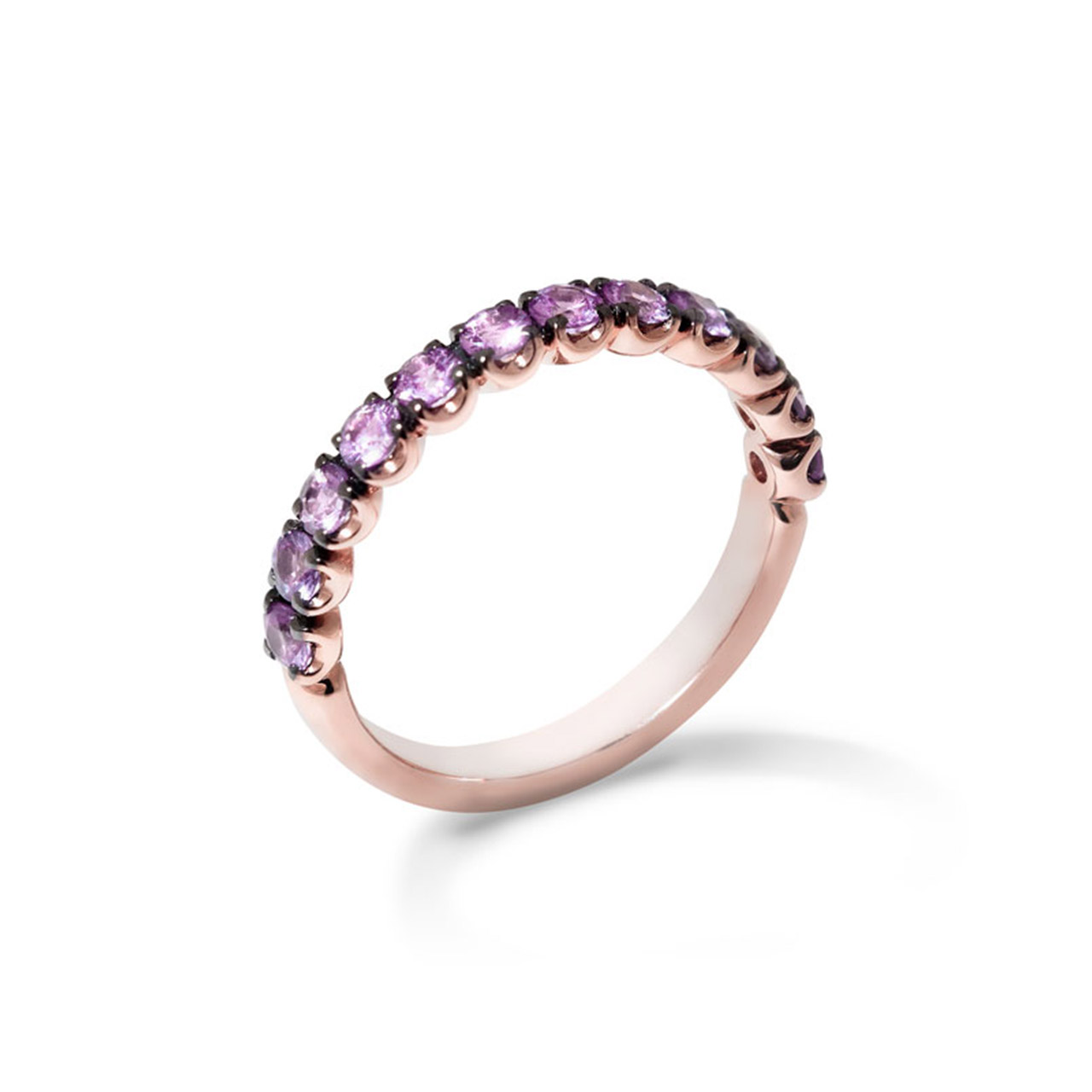 Ring rose gold 750 lilac sapphires 0.94 ct W53