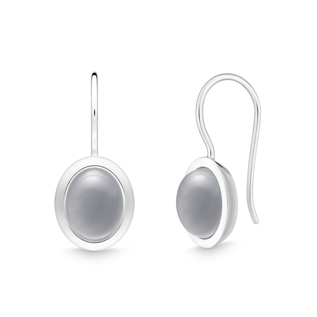 Earrings oval sterling silver 925 moonstone gray