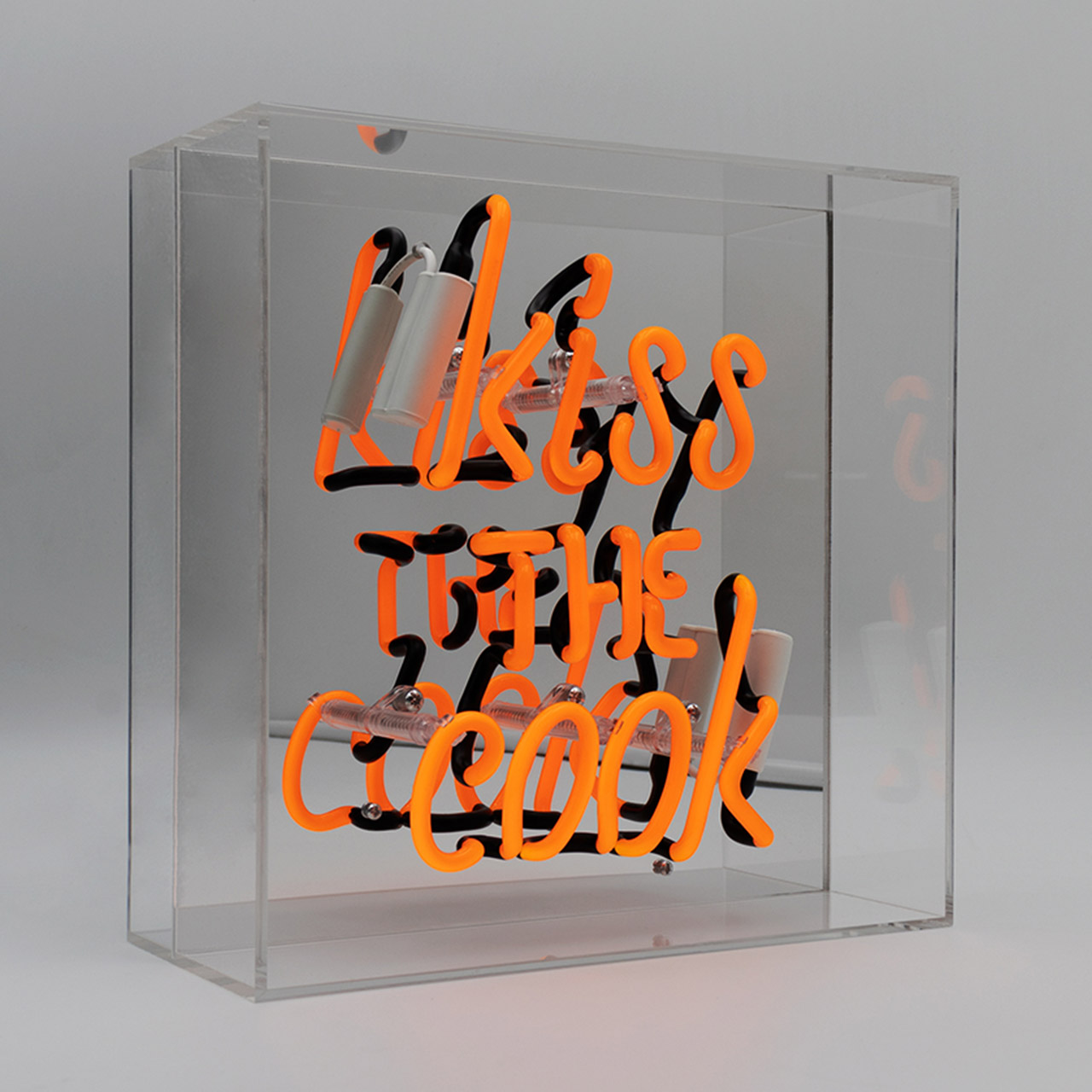 Acrylic Box Neon - Kiss the Cook Orange