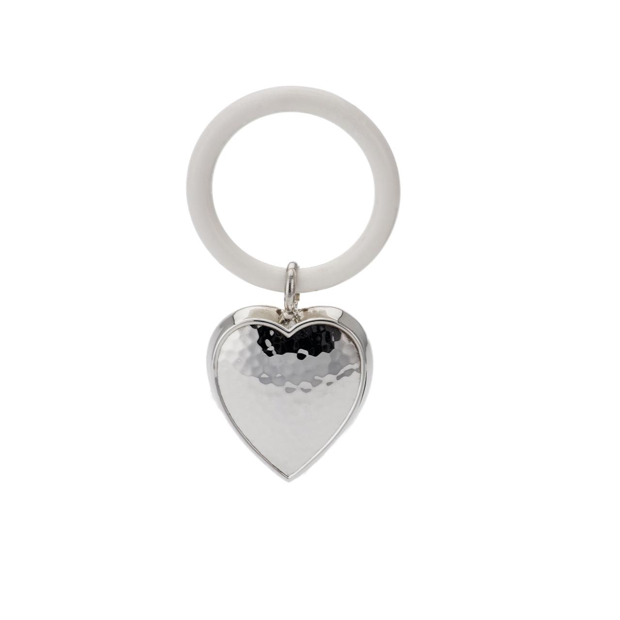 Baby Rattle Heart silver plated