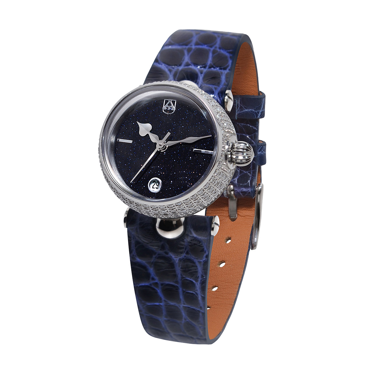 Wristwatch with diamonds automatic violet