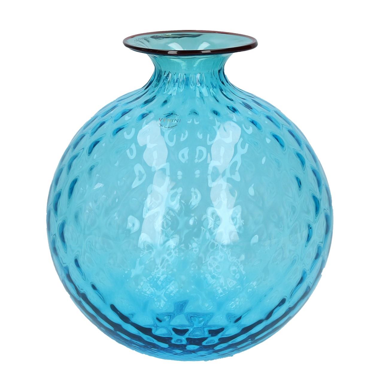 Vase 20,5 cm aquamarin/roter Faden