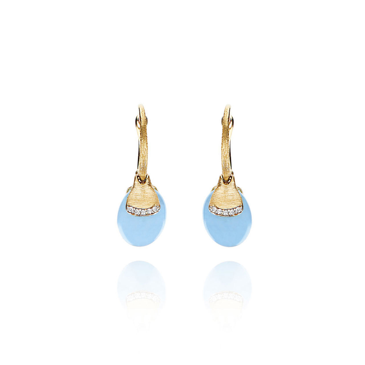 Earrings 750 yellow gold 0.035 ct aquamarine 9.5 ct