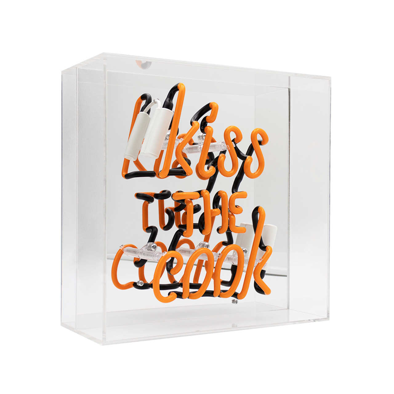 Acrylic Box Neon - Kiss the Cook Orange