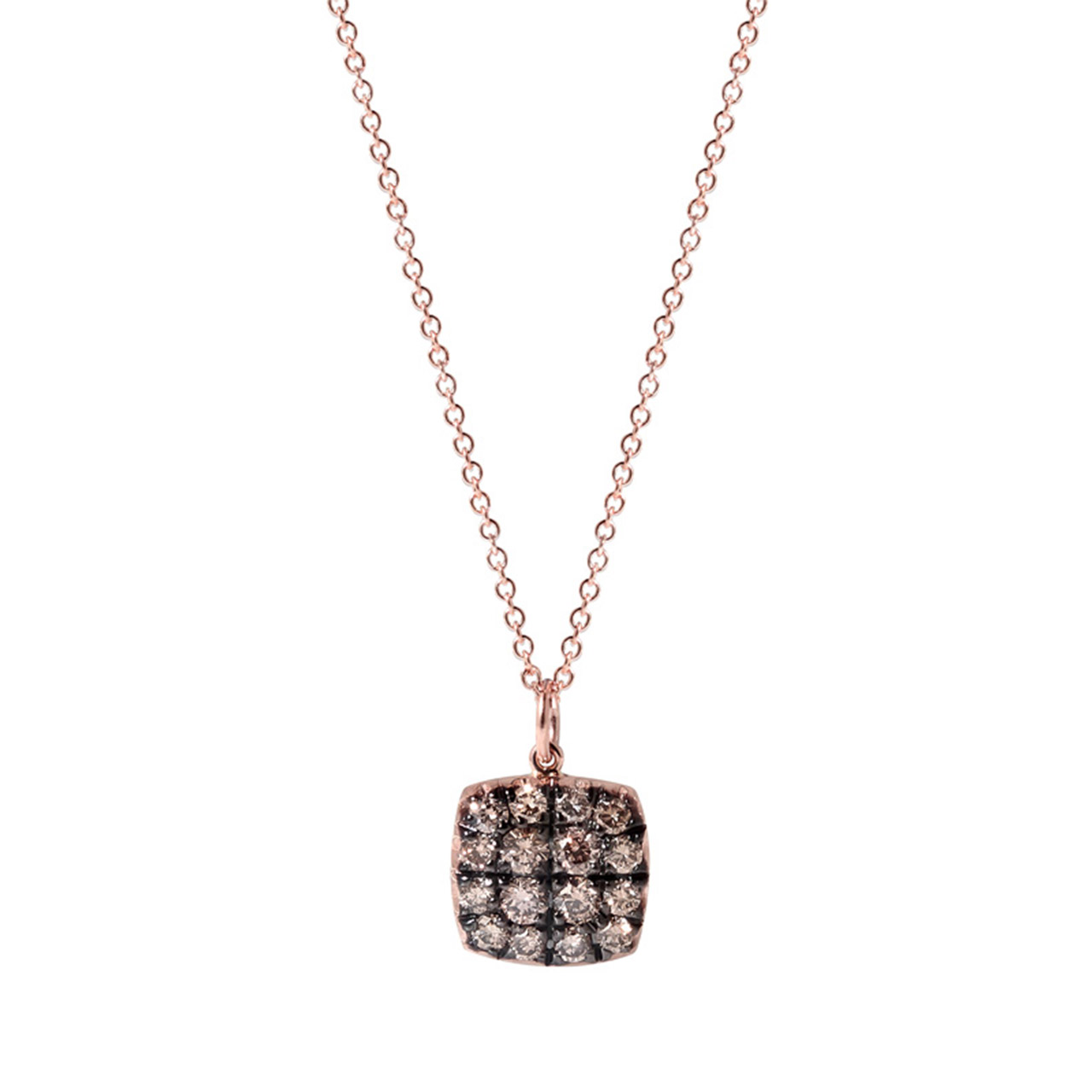 Necklace with Pendant rose gold 750 brown diamonds 0.35 ct