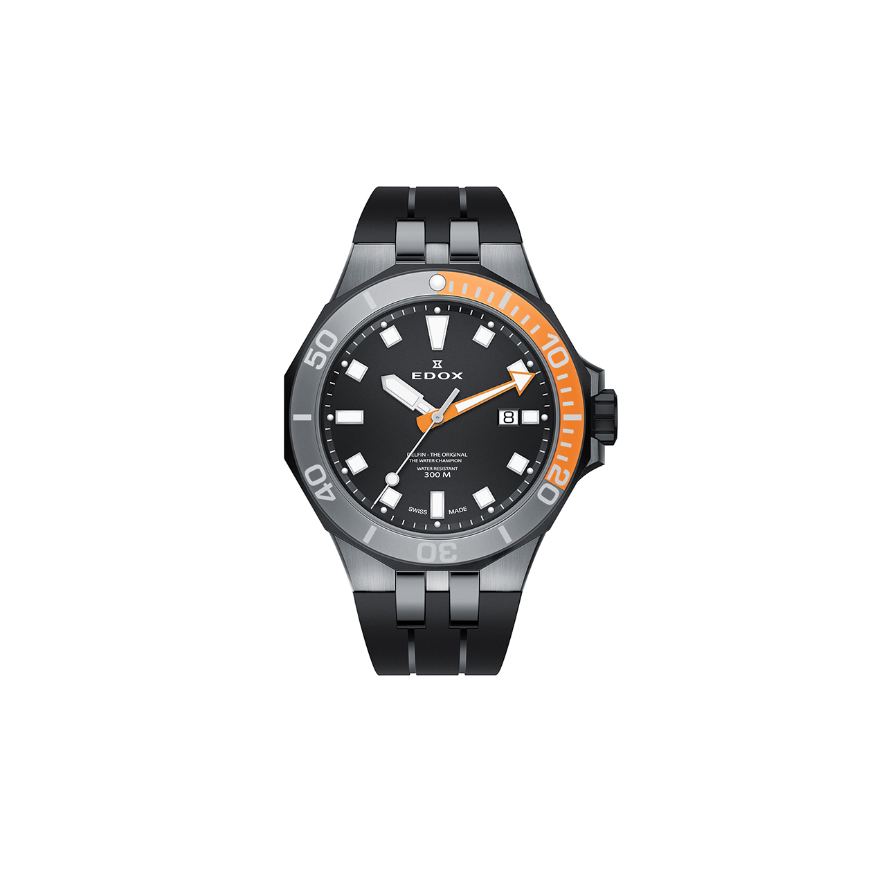 Armbanduhr Delfin schwarz/orange Quarz