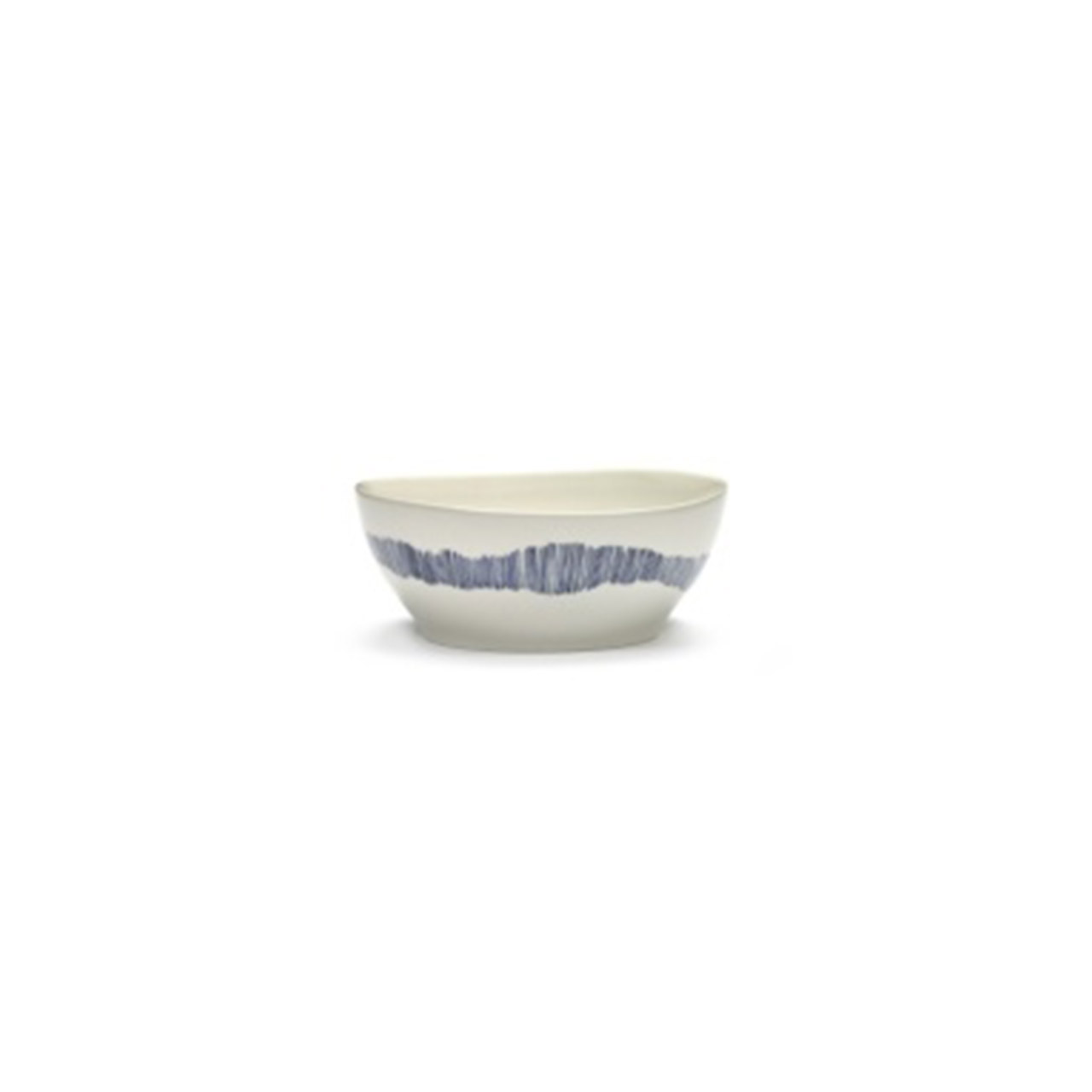 Bowl L 18 cm white & Swirl - Stripes blue