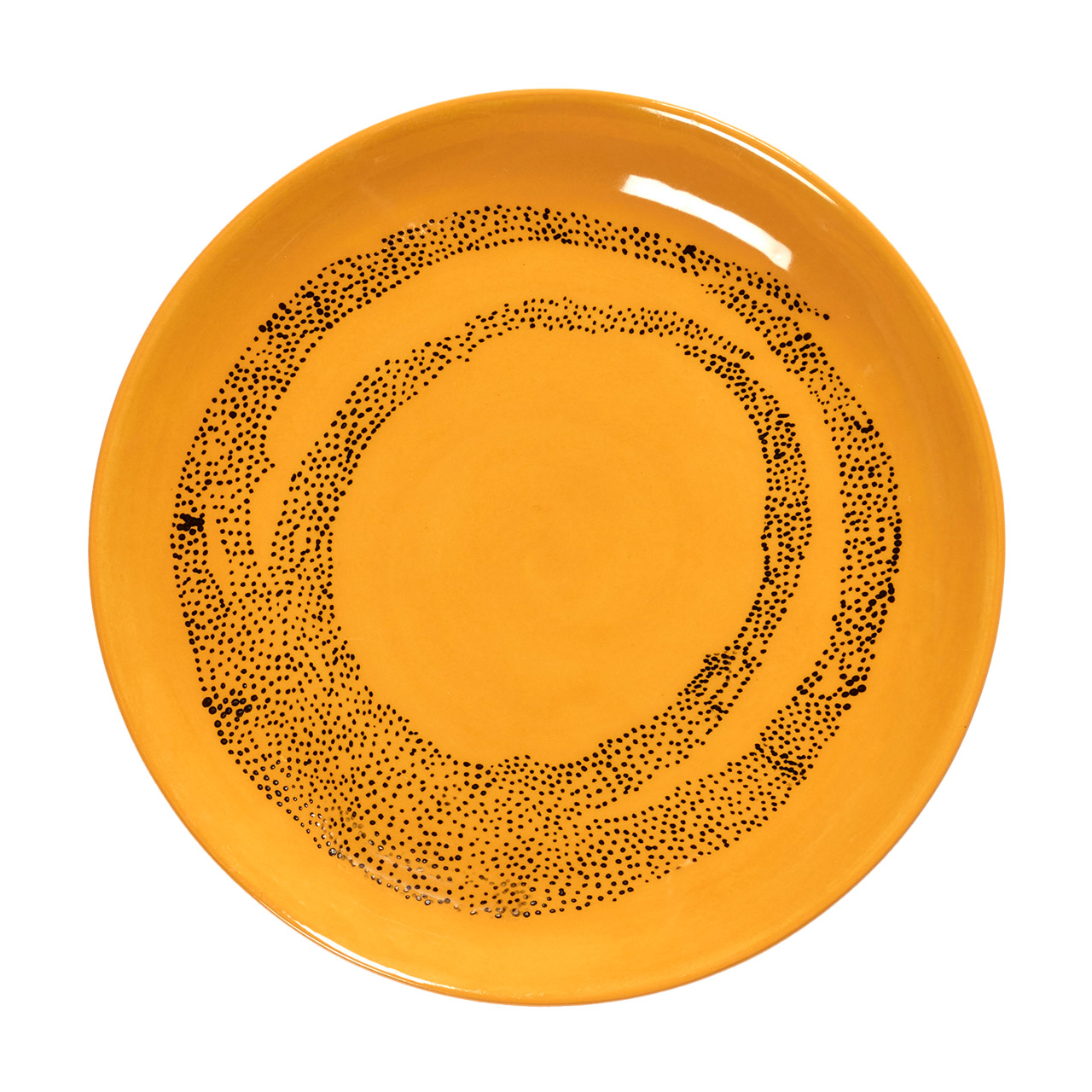 Plate XS 16 cm sunny yellow & Swirl - Dots black