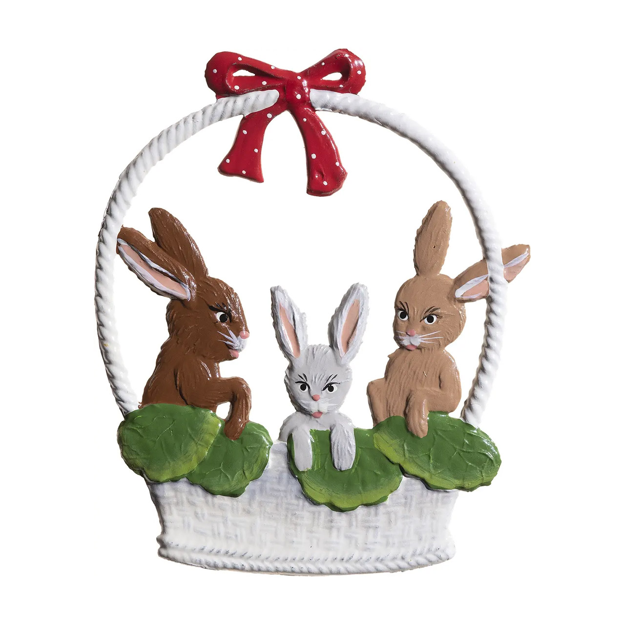 Rabbits in a basket 6x5 cm