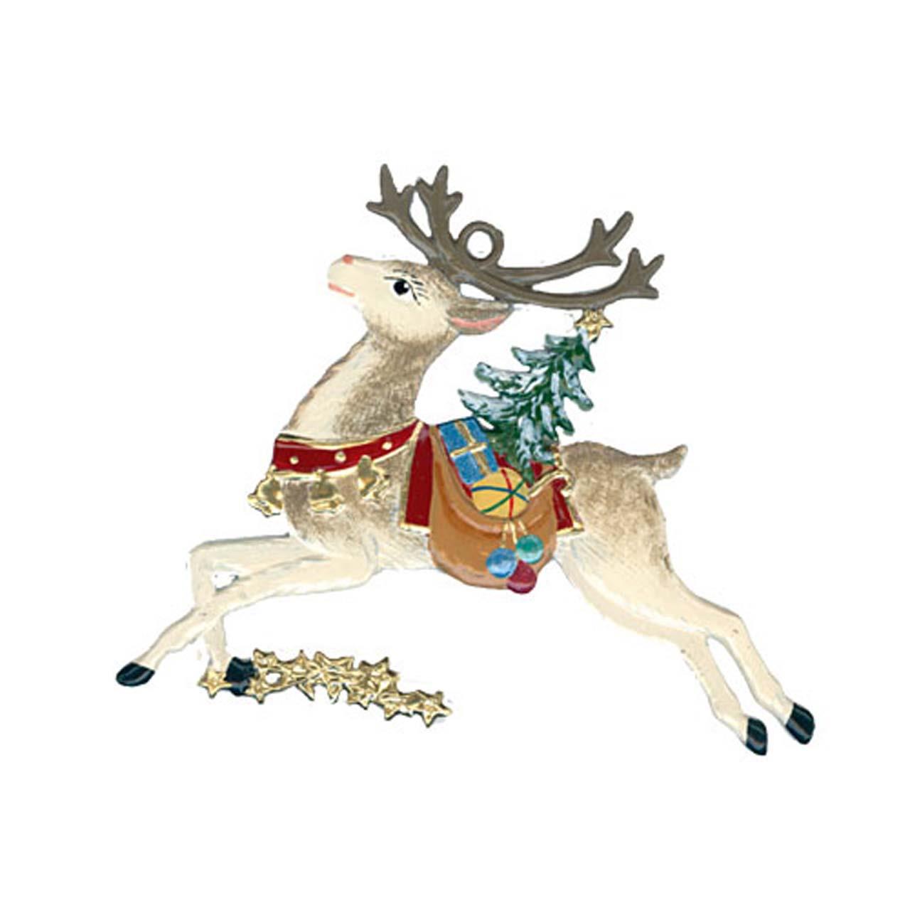 Reindeer with gifts 7.5x5 cm