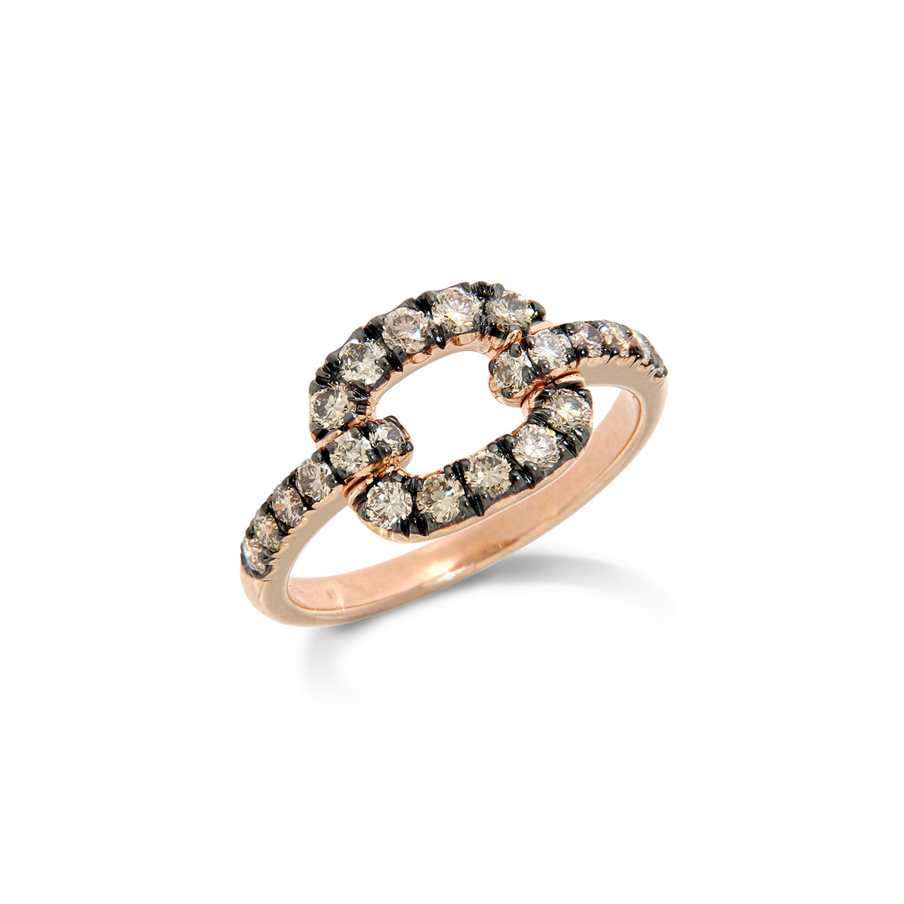 Ring rose gold 750 brown diamonds 0.17 ct W53