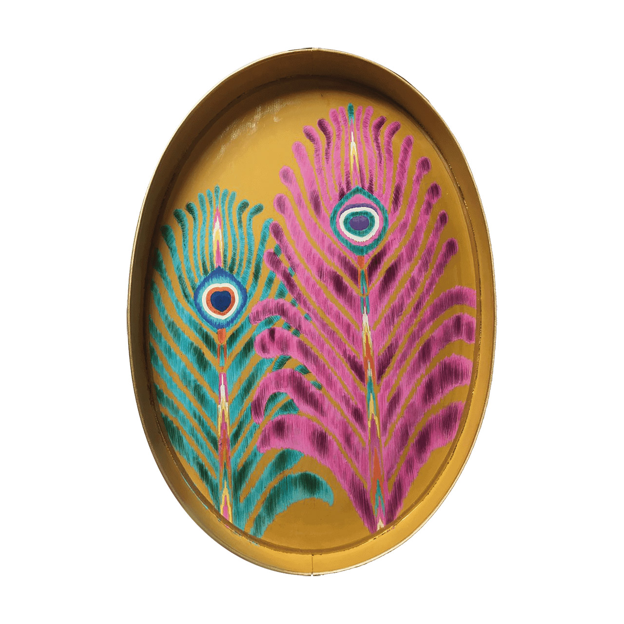 Tray oval peacock feather 35x50 cm