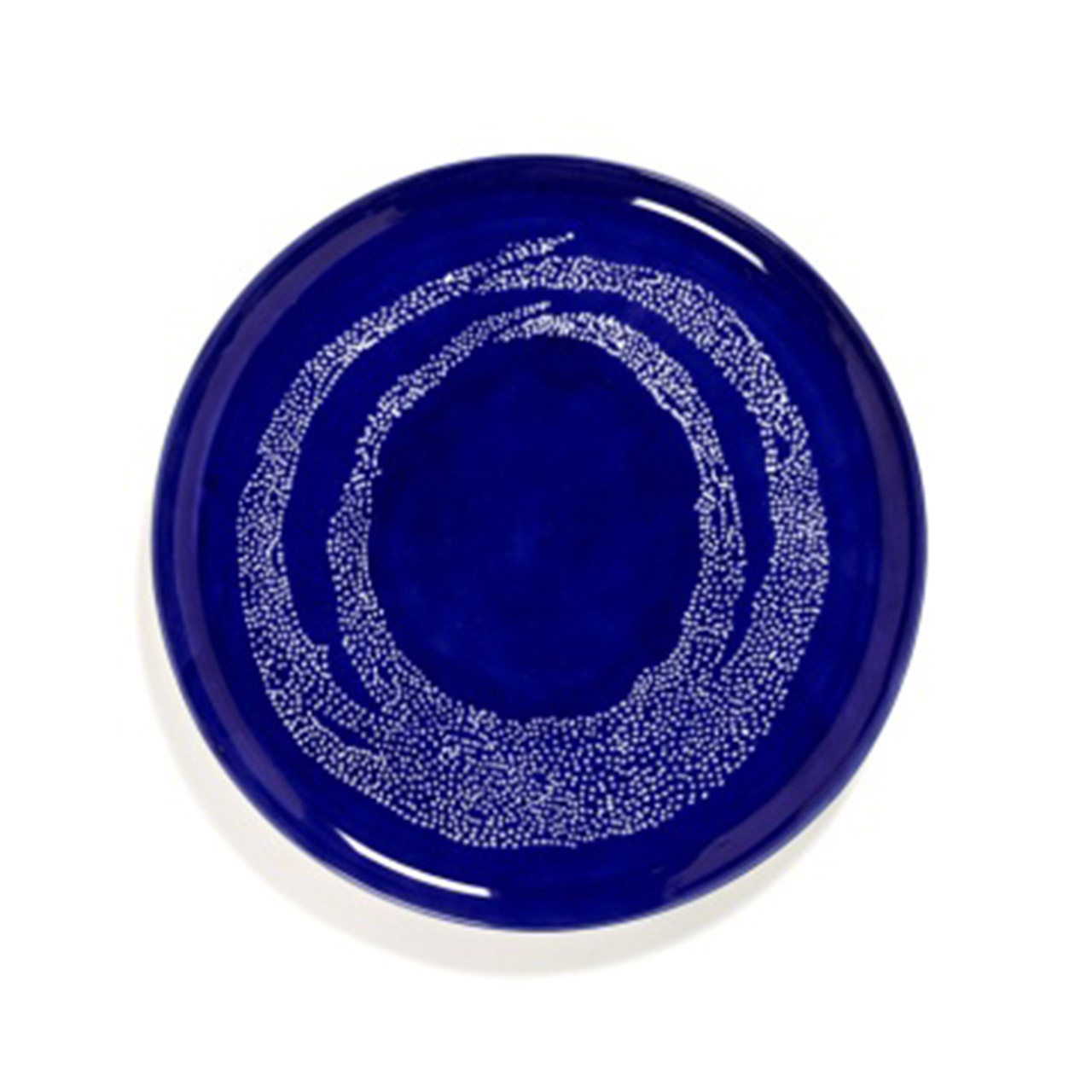 Serving Plate 35 cm lapis lazuli & Swirl - Dots white