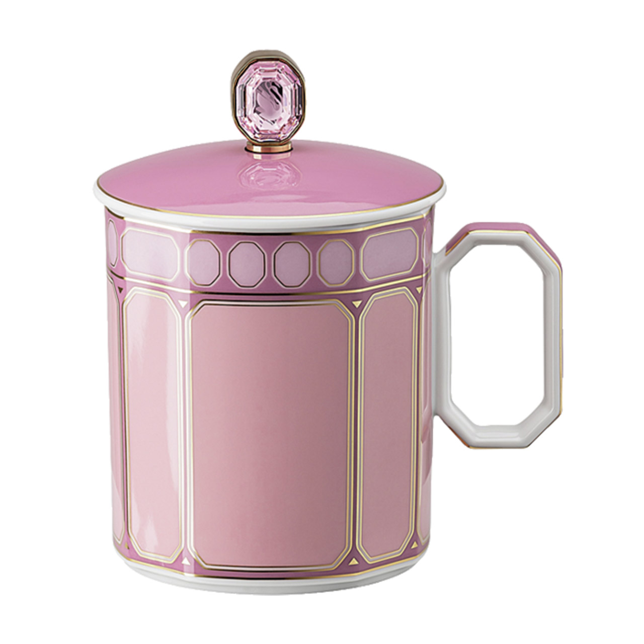 Becher m. Henkel und Deckel 0,39 l rose