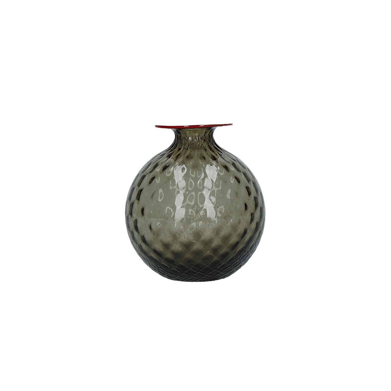 Vase 16,5 cm grau/roter Faden