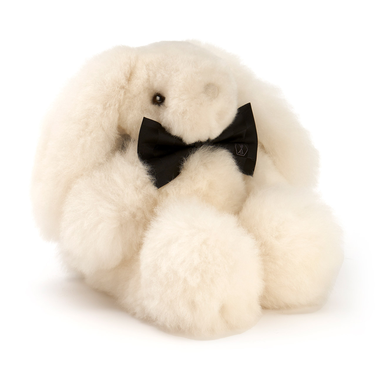 Soft toy rabbit alpaca fur medium pearl white